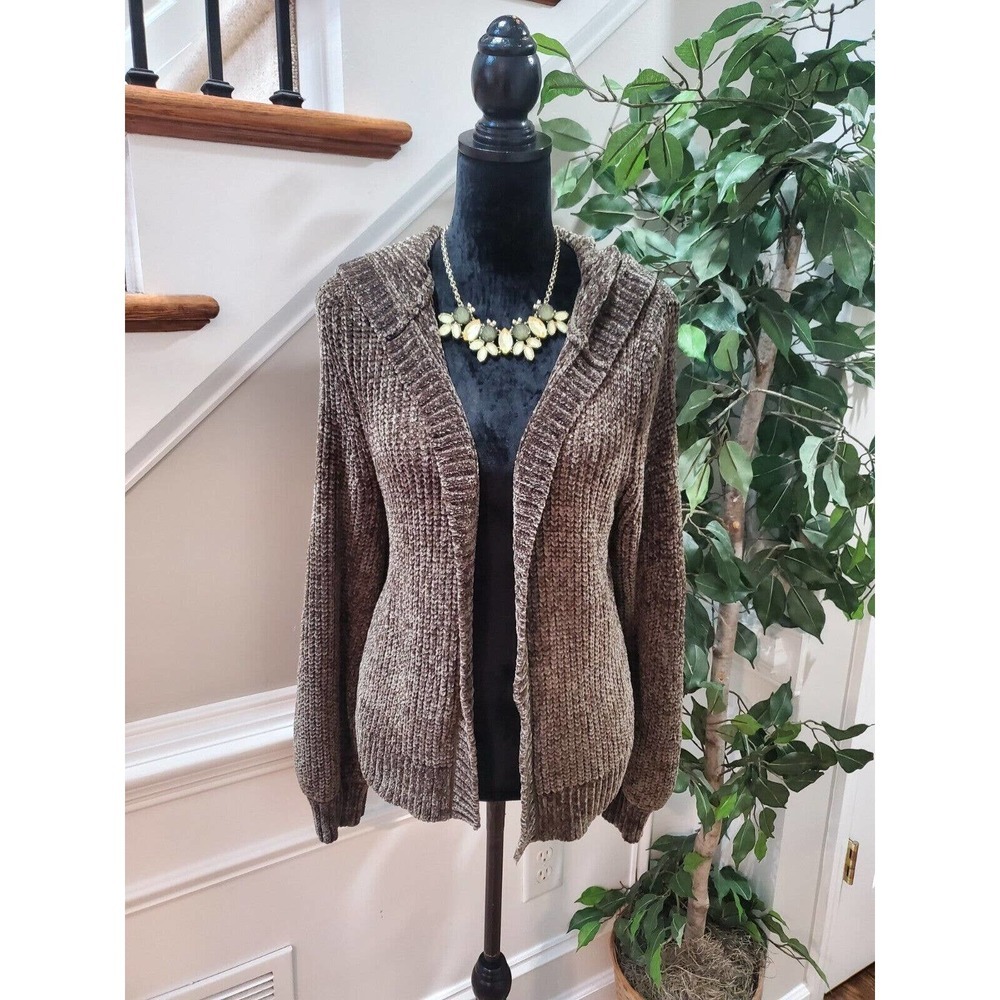 Verme‎ Ami Women's Gray Polyester Long Sleeve Open Front Cardigan Sweater Size L